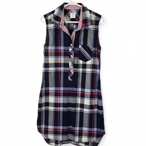 Billy Reid Plaid Sleeveless Cotton Shirt Dress Button Front M Lightweight